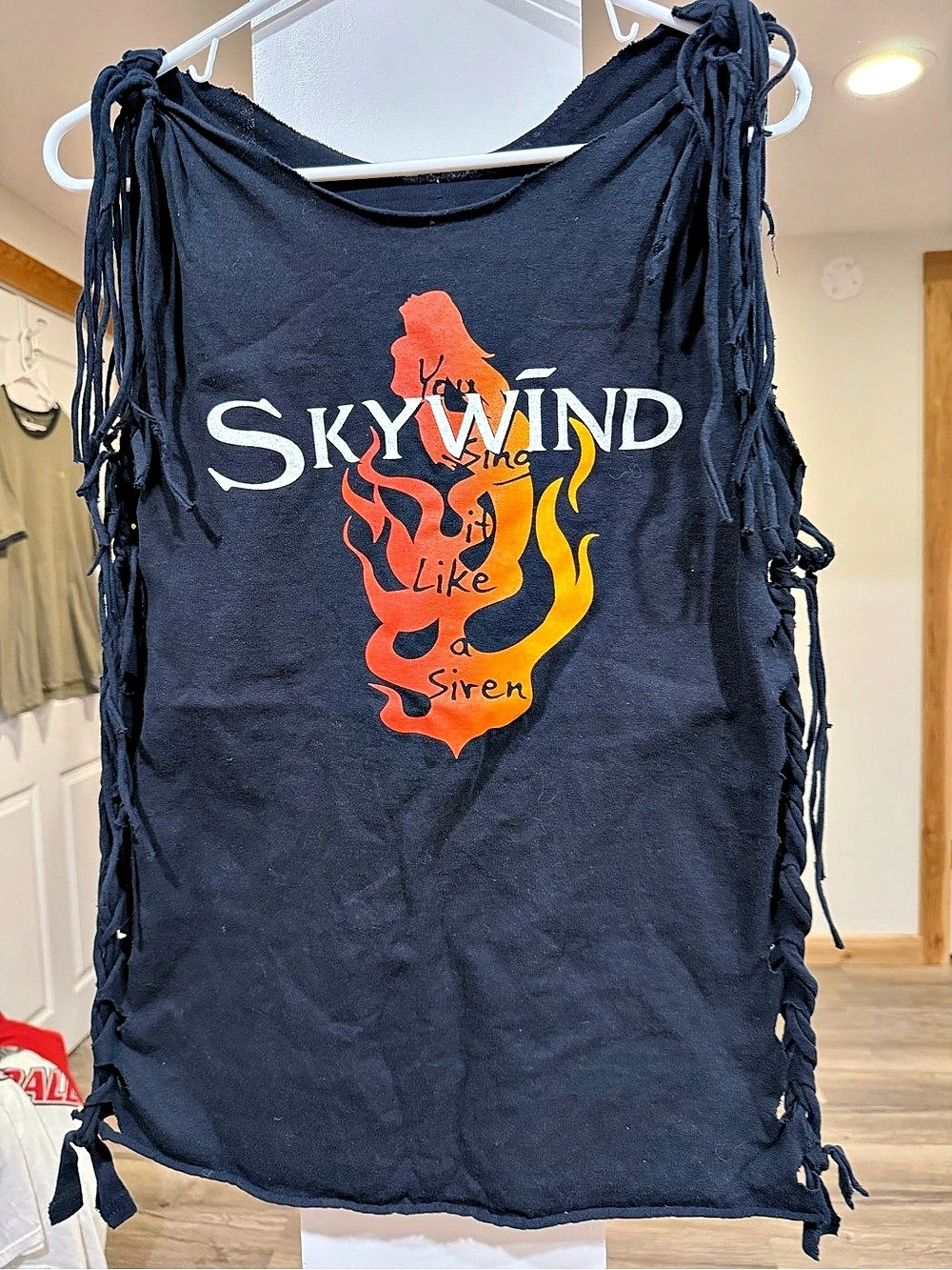 Graphic Side-Tie Tank Top in Black & Orange